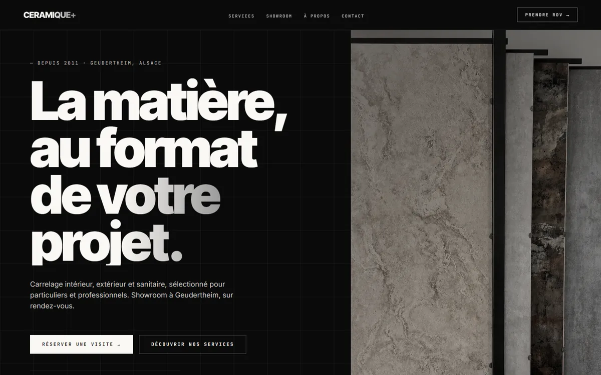 Page d'accueil du site ceramiqueplus.fr, version ordinateur