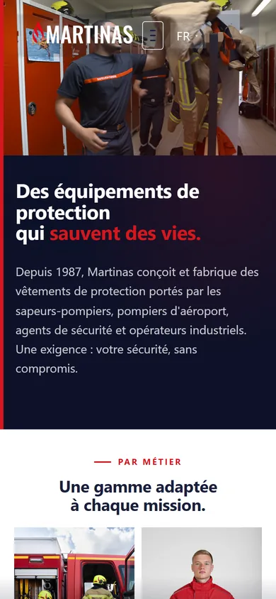 Page d'accueil du site martinas.fr, version mobile